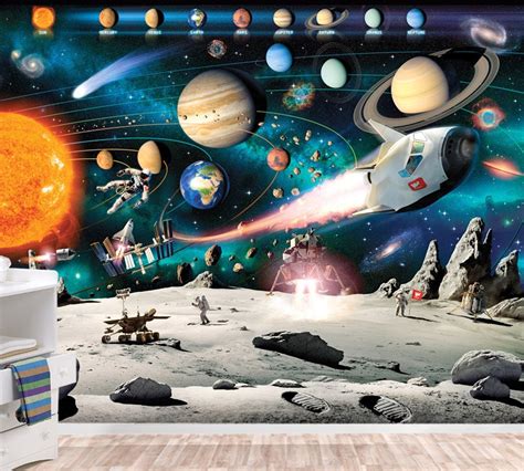 Solar System Mural Space Wallpaper Wall décor Nursery and