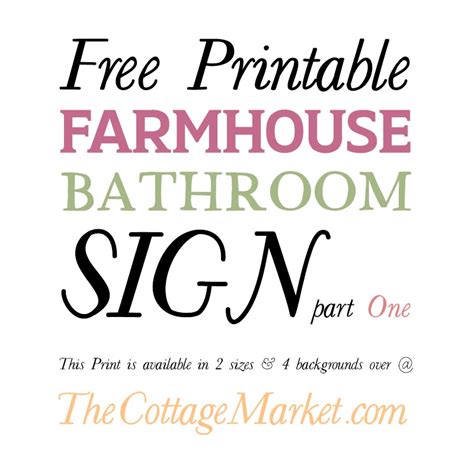 Free Printable Farmhouse Bathroom Sign Part One - The Cottage Market