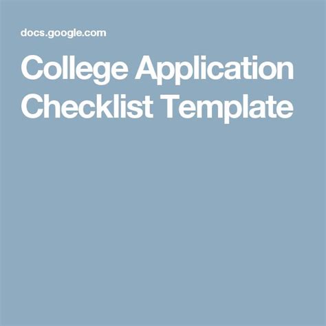 the college application checklist template