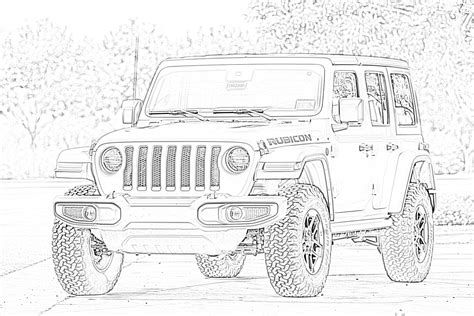 Jeep Rubicon coloring page - Mimi Panda