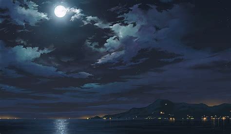 HD wallpaper: Anime, Original, Cloud, Landscape, Moon, Ocean, Sky, cloud - sky | Wallpaper Flare ...