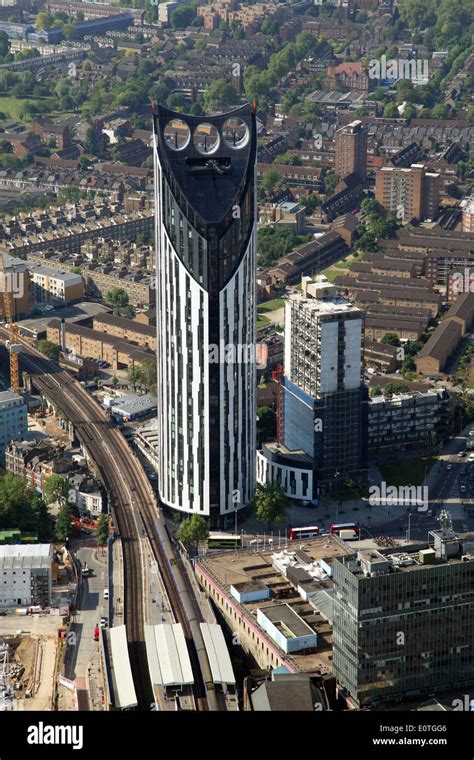 aerial view of the Strata Tower building at the Elephant & Castle Stock ...