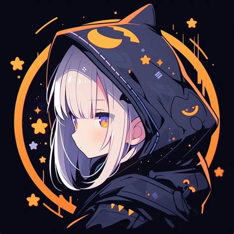 Premium Photo | Anime girl with black hoodie and stars in background generative ai