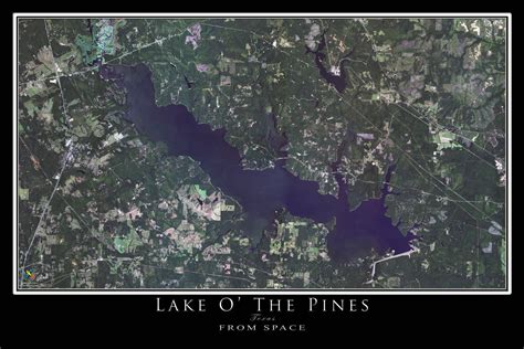 The Lake O' The Pines Texas Satellite Poster Map Home Décor Globes & Maps trustalchemy.com