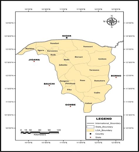 Map of Yobe state, Nigeria, showing the local government areas of the... | Download Scientific ...