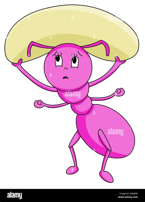 pink ant with food on head cartoon isolated with white background Stock Photo - Alamy