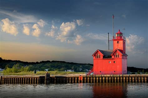 Big Red Lighthouse at Sunrise by Ottawa Beach at Michigan - Etsy