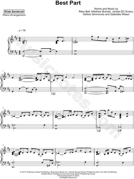 Eliab Sandoval "Best Part" Sheet Music (Piano Solo) in D Major - Download & Print - SKU: MN0276681