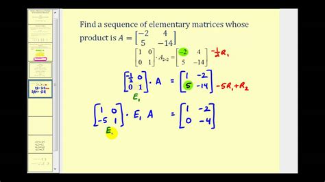 Write a Matrix as a Product of Elementary Matrices - YouTube