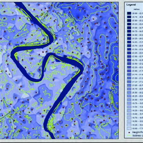 Digital Elevation Model of the selected area with high points and ...