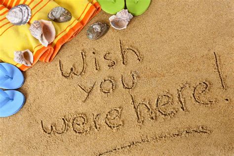 Postcard Writing Wish You Were Here Stock Photo - Image of travel, beach: 53228340