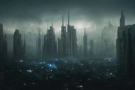 Premium Photo | City wallpaper Dystopian futuristic cyberpunk city at night 3d rendering Raster ...