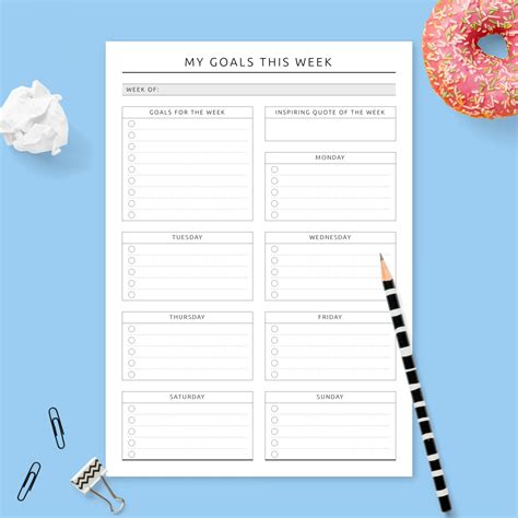 Inspiring Weekly Goal Planner Template - Printable PDF