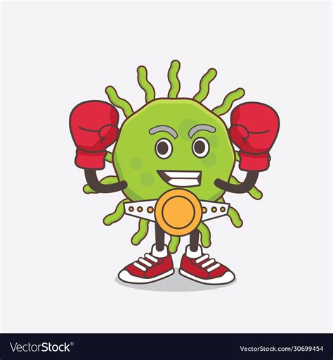 Green virus cartoon mascot character in sporty Vector Image