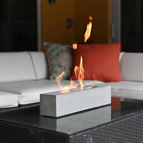 Colsen Rectangular Concrete Bio-Ethanol Tabletop Fireplace Indoor and ...