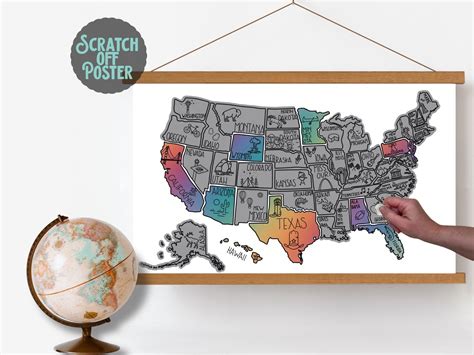 USA Scratch off Map Scratch off Map Travel Gift RV Gifts - Etsy