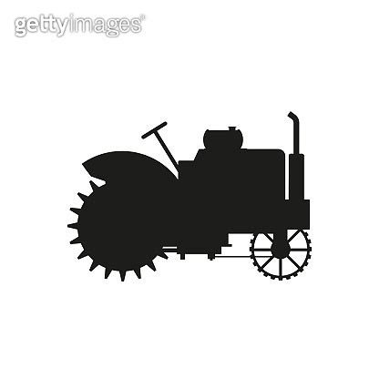 Silhouette of vintage farm tractor vector illustration 이미지 (1218396956 ...