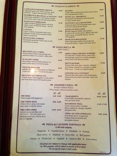 Menu at Pasta Cafe Italian Bistro, Roswell, N Main St