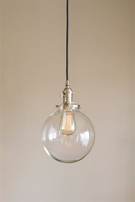 Clear Glass Globe Pendant Light Fixture with by OldeBrickLighting