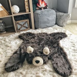 Small Brown Grizzly Bear Rug - Etsy