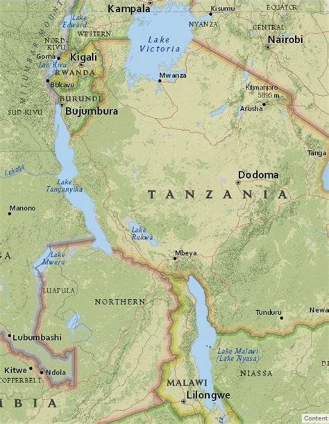 Map of the 3 African Great Lakes; Lake Victoria, Lake Tanganyika and ...