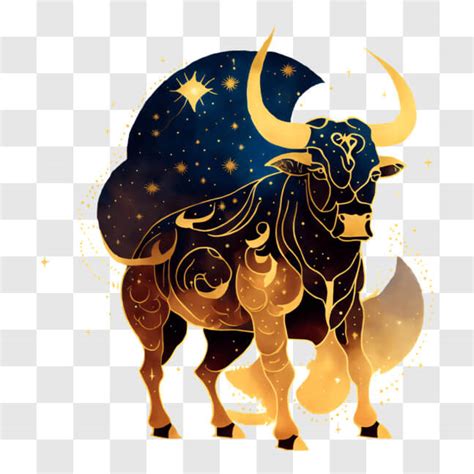 Download Golden Bull with Horns and Stars in Background PNGs Online ...