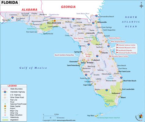 Florida Map, Map of Florida (FL) State, USA