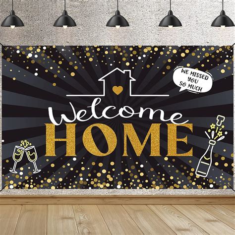 Amazon.com : Welcome Home Decorations, Fabric Welcome Home Banner Photography Backdrop, Welcome ...