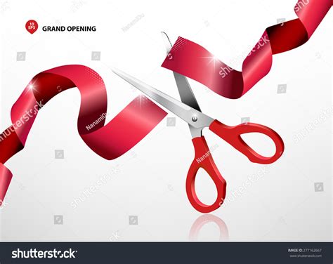 Grand Opening Red Ribbon Scissors Stock Vector (Royalty Free) 277162667 ...