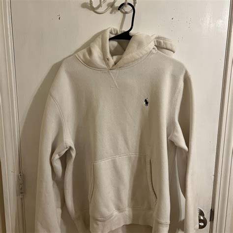 Large white Polo hoodie - Depop