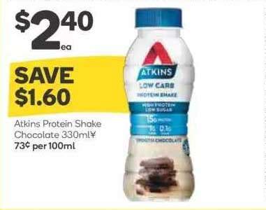 Atkins Protein Shake Chocolate Offer at Woolworths - 1Catalogue.com.au