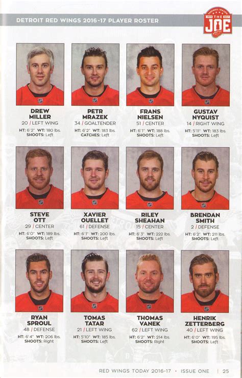 Detroit Red Wings 2016-2017 Player Roster | Detroit red wings, Red ...