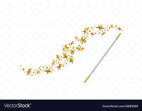 Magic wand with 3d stars on transparent background