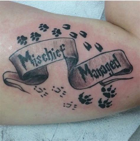 Harry Potter tattoo mischief managed moody worm tail pad foot prongs marauders map | Harry ...