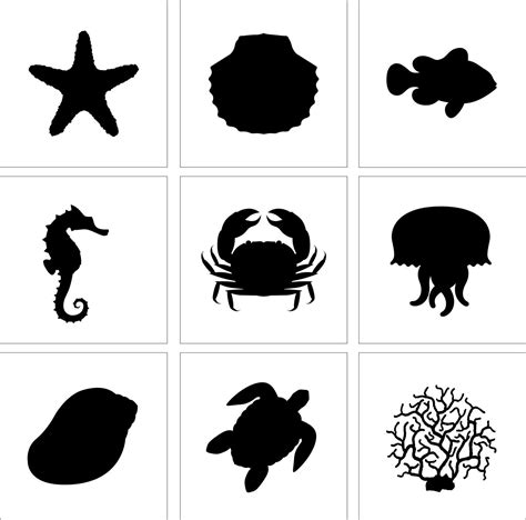 Set of 9 Stencil Cake Decoration Airbrush Tattoos Pattern Sea Animals ...