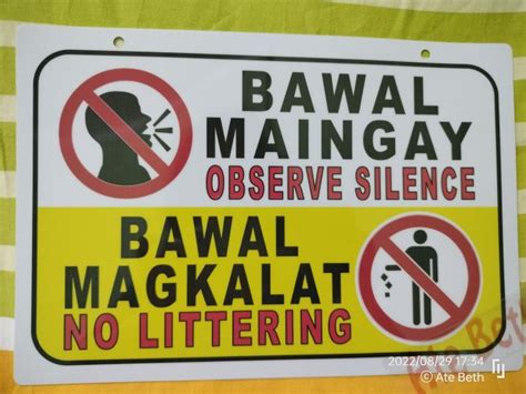 Bawal Maingay Bawal Magkalat Signage PVC Plastic (Like ID) 7.8x11 ...