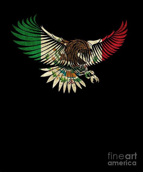 Flying Eagle Vintage Mexican Design Mexican Flag Design For Mexican Pride Digital Art by Funny4You