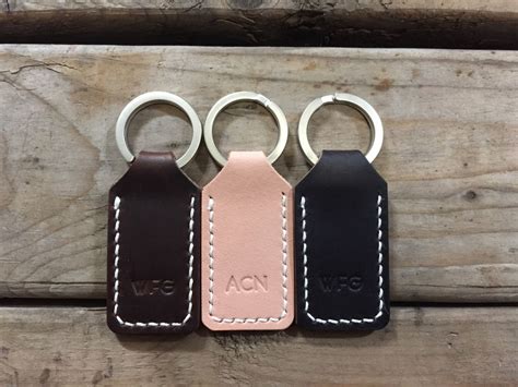 Personalized Leather Keychain, Leather Key Fob A | Leather keychain ...