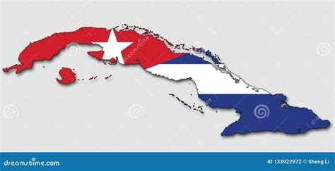 Mapa De Cuba, Llenado De La Bandera Nacional Ilustración del Vector ...