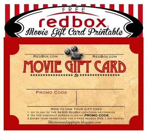 Redbox gift, Movie gift, Redbox gift card