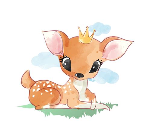 cute cartoon deer sitting on the grass illustration 678949 Vector Art at Vecteezy