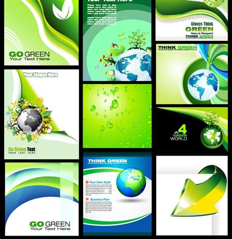 Green design elements background vector free download