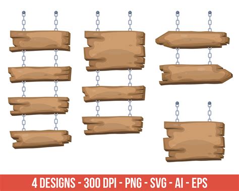 Wooden Sign Board Hanging From Chain Clipart Clip Art Commercial Use ...