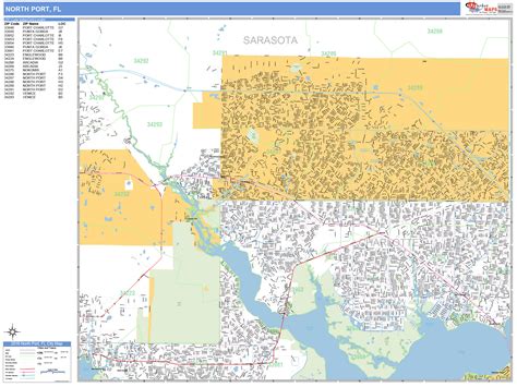 North Port Florida Wall Map (Basic Style) by MarketMAPS