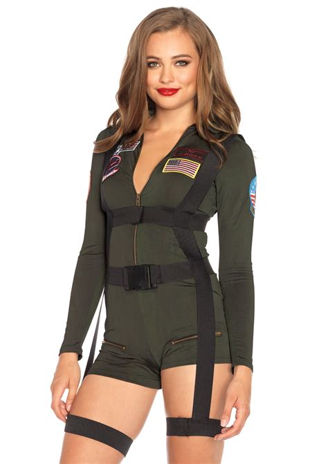 Leg Avenue Top Gun Short Romper Women's Halloween Fancy-Dress Costume ...