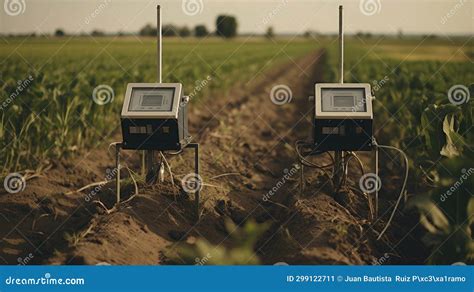 Precision Agriculture Technology with Solar-Powered Sensors in Field. Stock Image - Image of ...