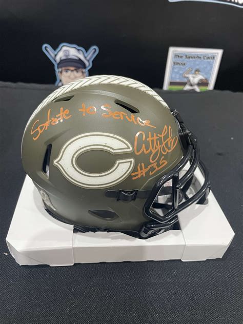 Signed Chicago Bears STS mini helmet by Anthony Thomas. Inscribed JSA ...