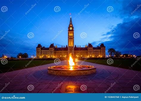 Canada Parliament Building and Centennial Flame Stock Photo - Image of festival, nature: 153843768