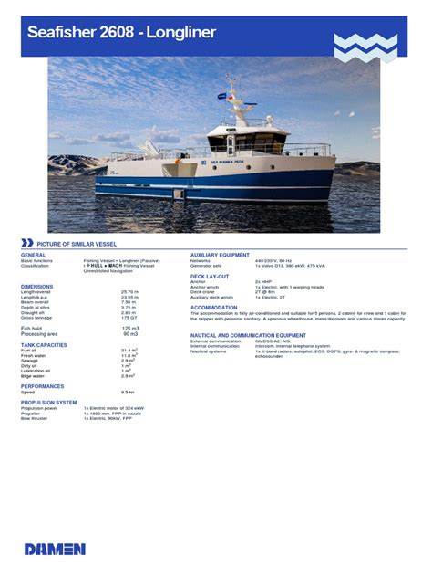 Seafisher 2608 Longliner Specification | PDF | Shipping | Ships