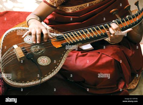 Lady playing Veena south Indian musical instrument India Stock Photo ...